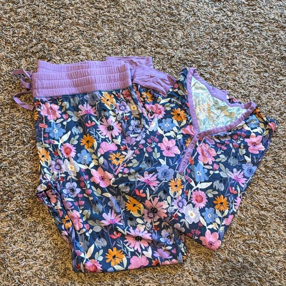 Little Sleepies Floral Pajama Set - Lavender and Multicolor